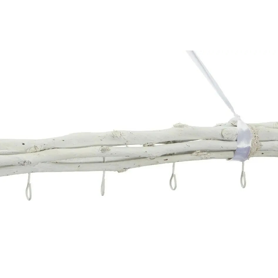 Dekozweige weiß Holz 8 Haken Fensterdeko Hängeast Deko Ast Hängezweige 80 cm