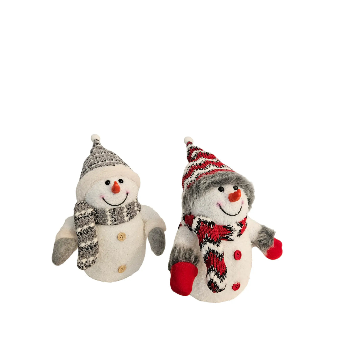 2x Schneemann mit LED bunter Schal & Mütze Höhe 20 cm Beleuchtung warmweiß - Weihnachtsbeleuchtung