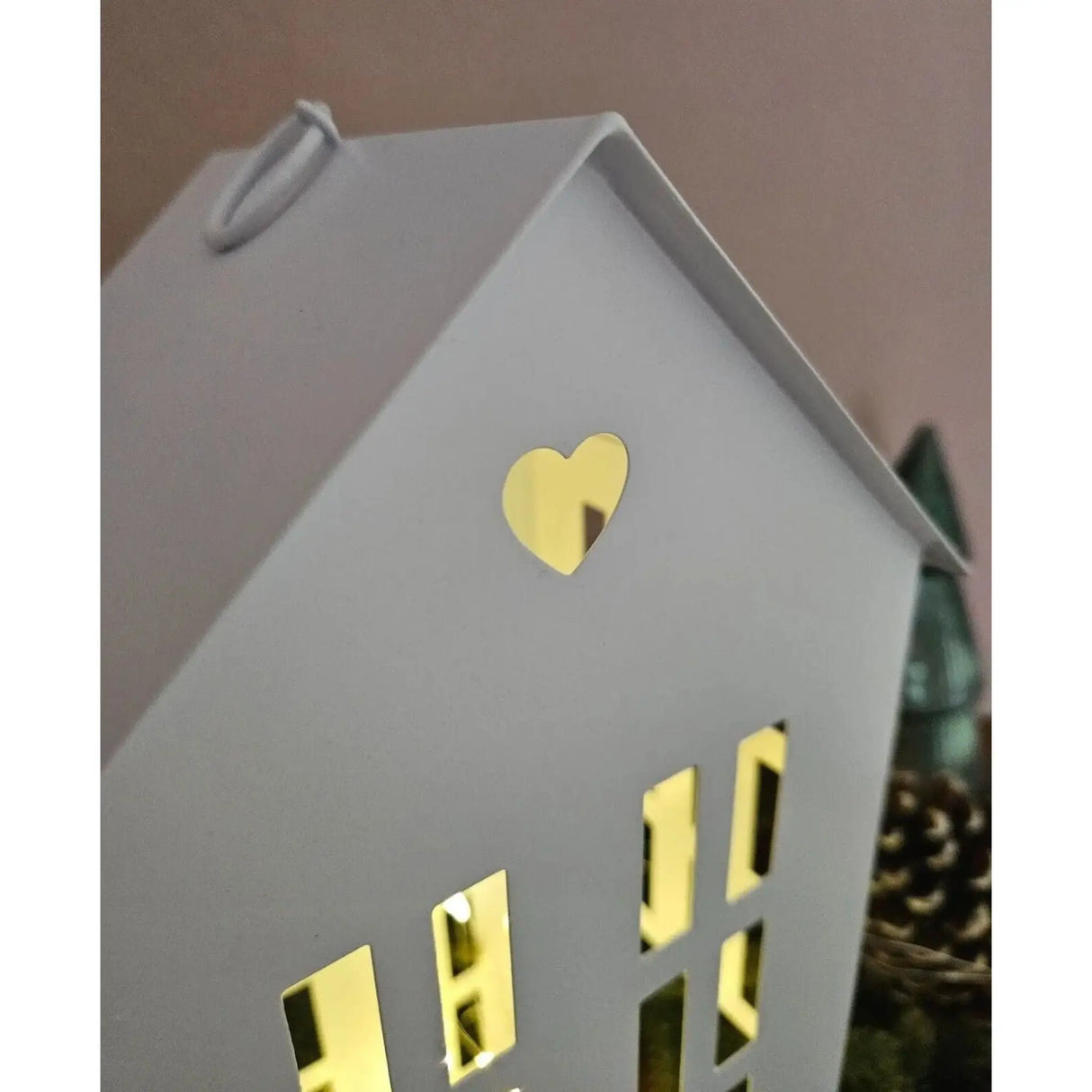 3 Laternenhäuser Windlicht Laternen Häuser Laterne Haus Metall weiß 3er SET - Windlicht Laternenhäuser