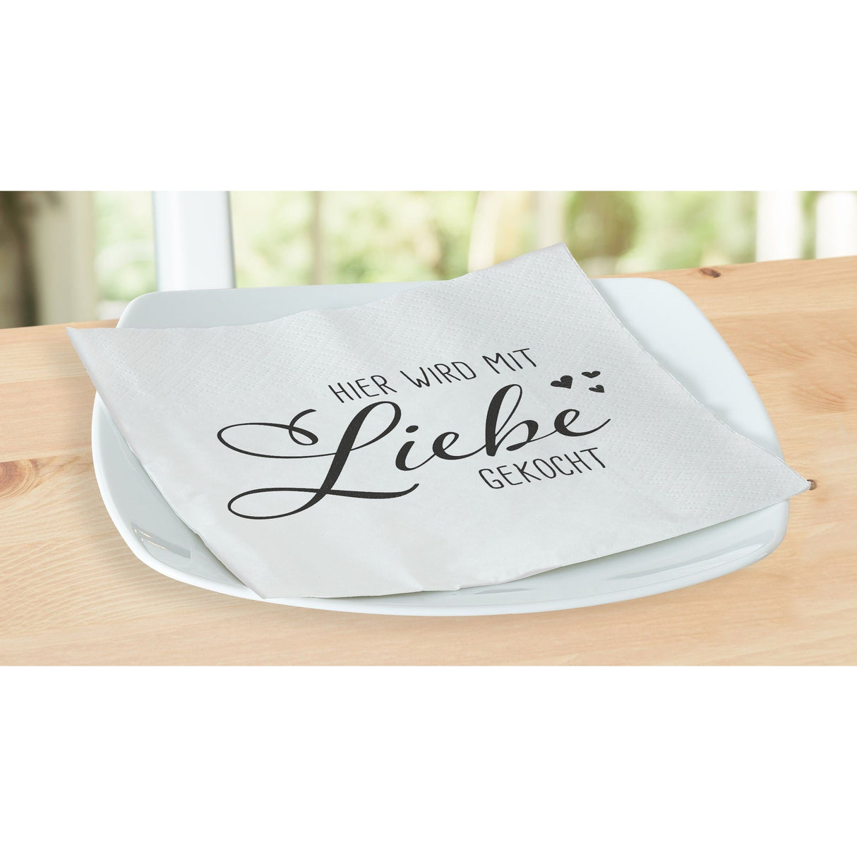 Servietten Hier wird mit Liebe gekocht 80 Stück Party Fest Tischdeko 33x33 cm - Servietten