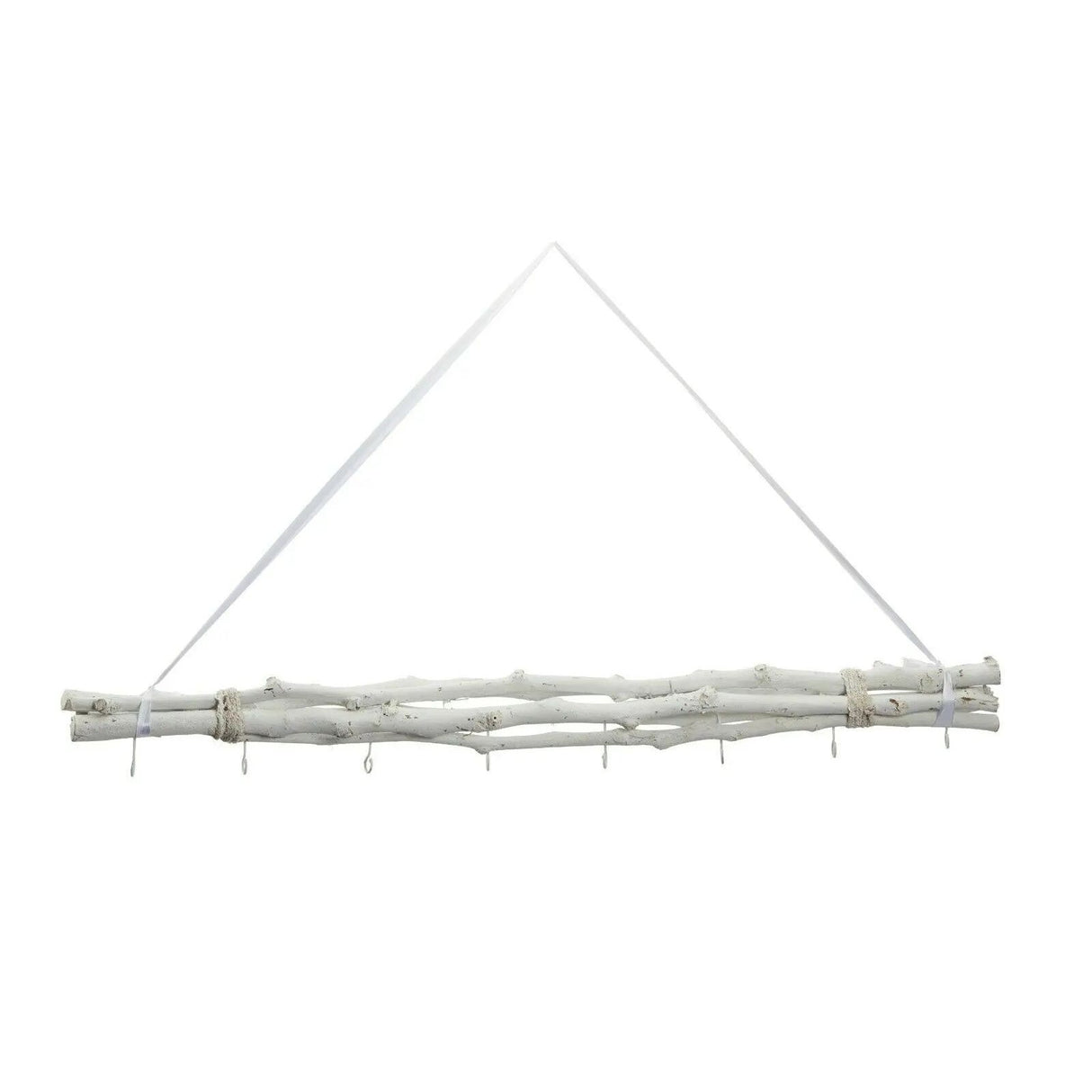 Dekozweige weiß Holz 8 Haken Fensterdeko Hängeast Deko Ast Hängezweige 80 cm