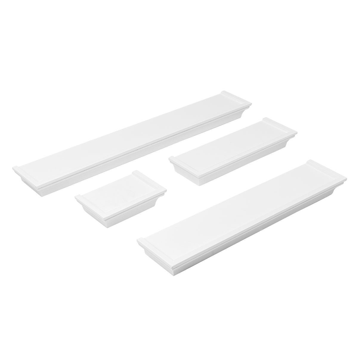 Wandregal weiß Landhaus Bücherregal 15-61 cm Wandboard Hängeregal Schweberegal - 4er Set alle Größen - Wandregal