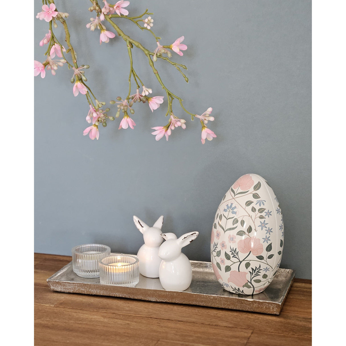 Tablett Dekoteller silber Metall massiv Tischdeko Schale Dekoschale Dekotablett 30 x 15 cm - Dekotablett