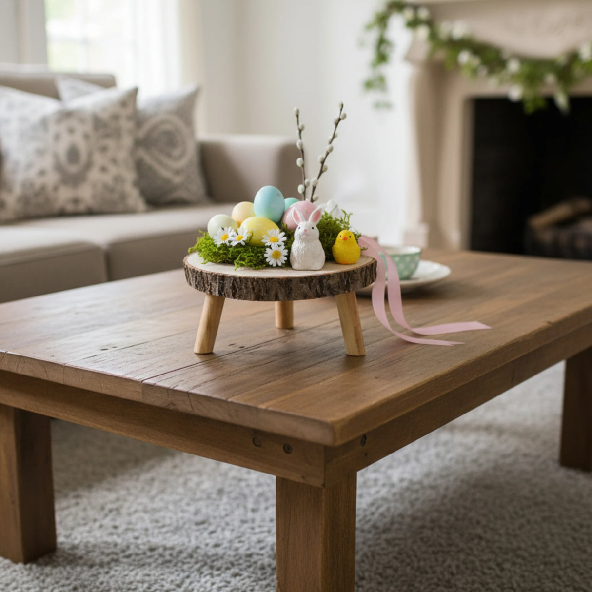 Baumscheibe auf Füßen Kerzentablett natur Baumrinde rund 20-26 cm Pflanzenständer - Dekoteller