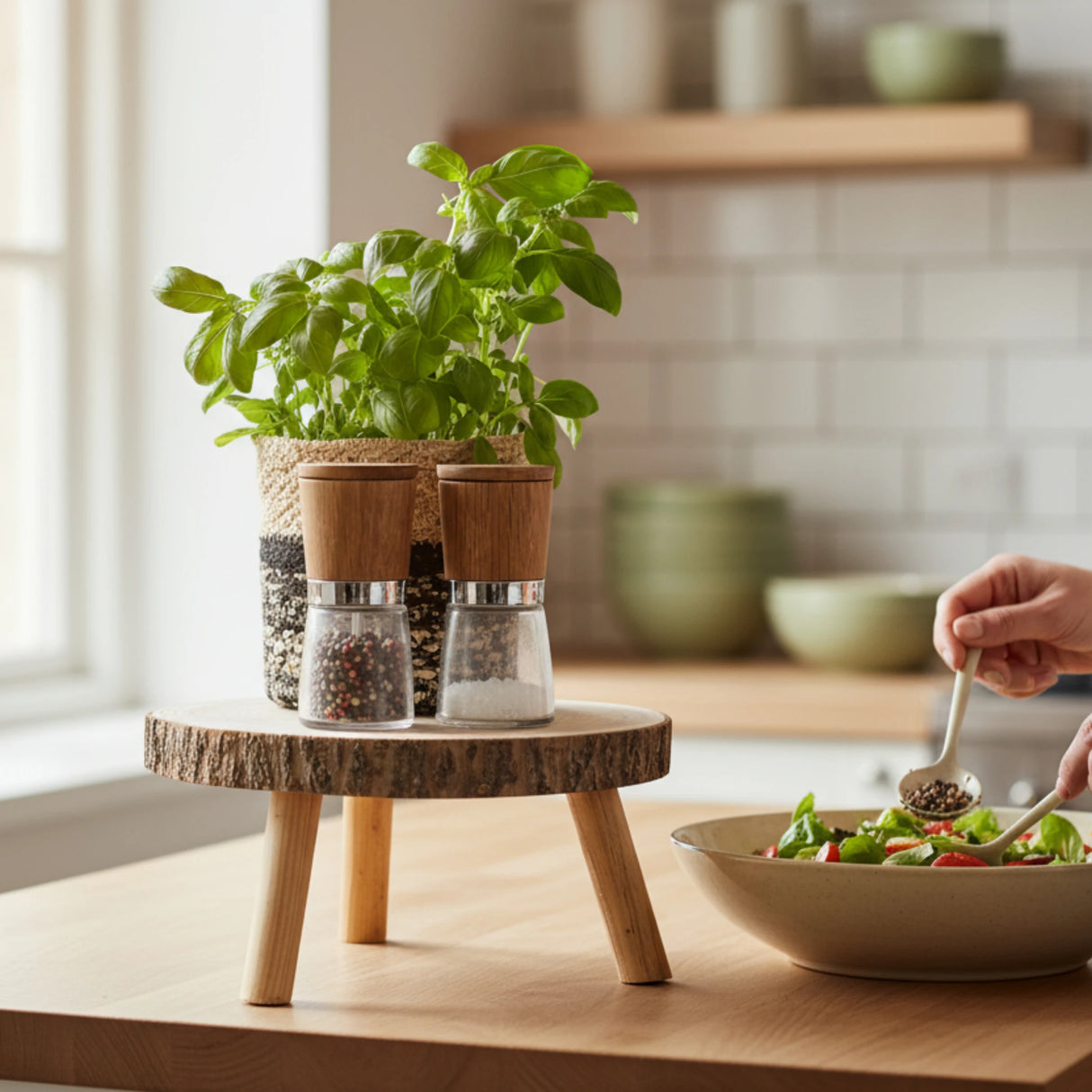 Baumscheibe auf Füßen Kerzentablett natur Baumrinde rund 20-26 cm Pflanzenständer - Dekoteller