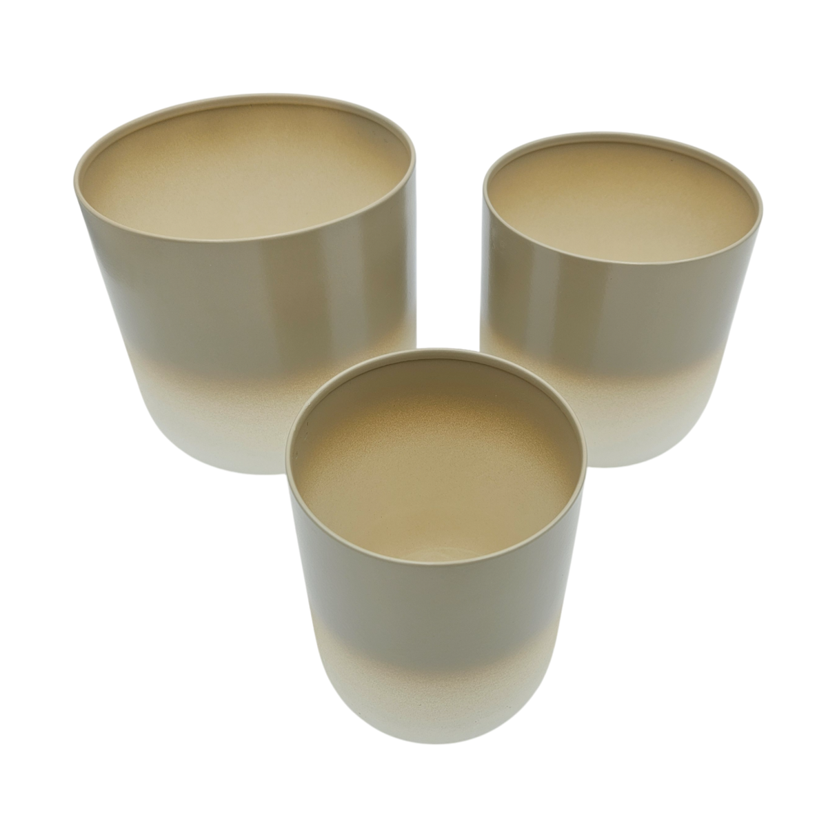 Pflanztopf Übertopf Blumentopf 3er Set Metalltopf creme beige rund Pflanzenübertopf
