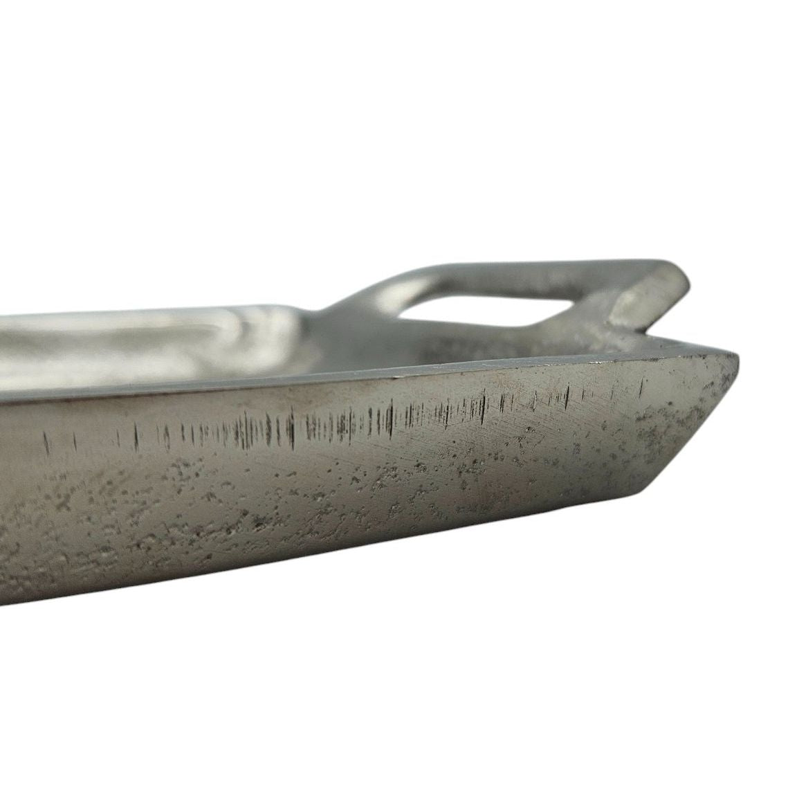 Metalltablett Tablett Serviertablett lang 59 cm Dekotablett silber mit Henkel - Dekoschale