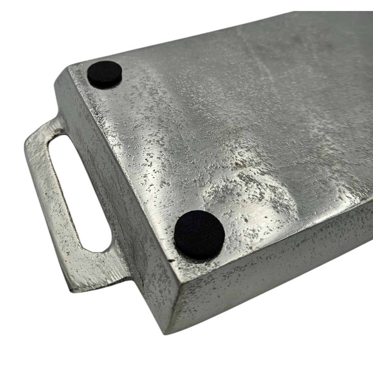 Metalltablett Tablett Serviertablett lang 59 cm Dekotablett silber mit Henkel - Dekoschale