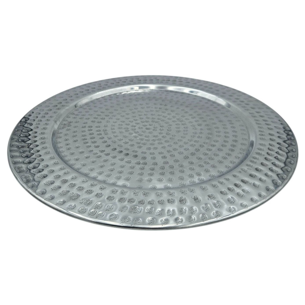 Dekoteller Kerzentablett Metallteller XXL 45 cm Hammerschlag silber Dekoschale