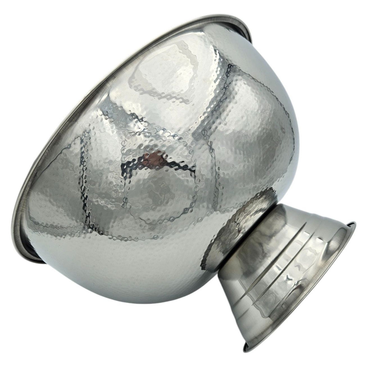 Flaschenkühler Schale rund Edelstahl Champagnerschale Hammerschlag Sektkühler