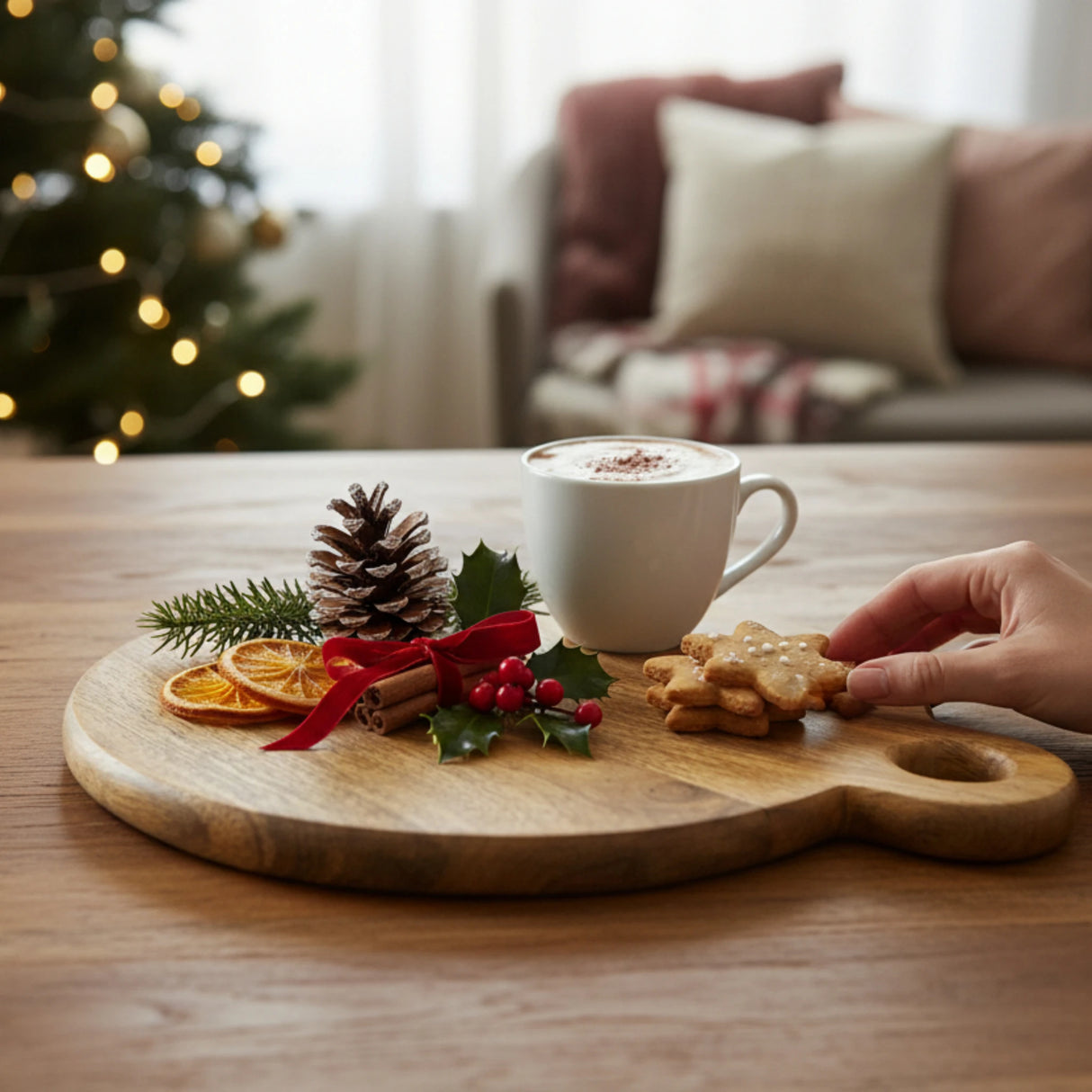 Deko Holzbrett Mango Unterlage rund Aufhängung 24 o 33 cm Tablett Kerzentablett
