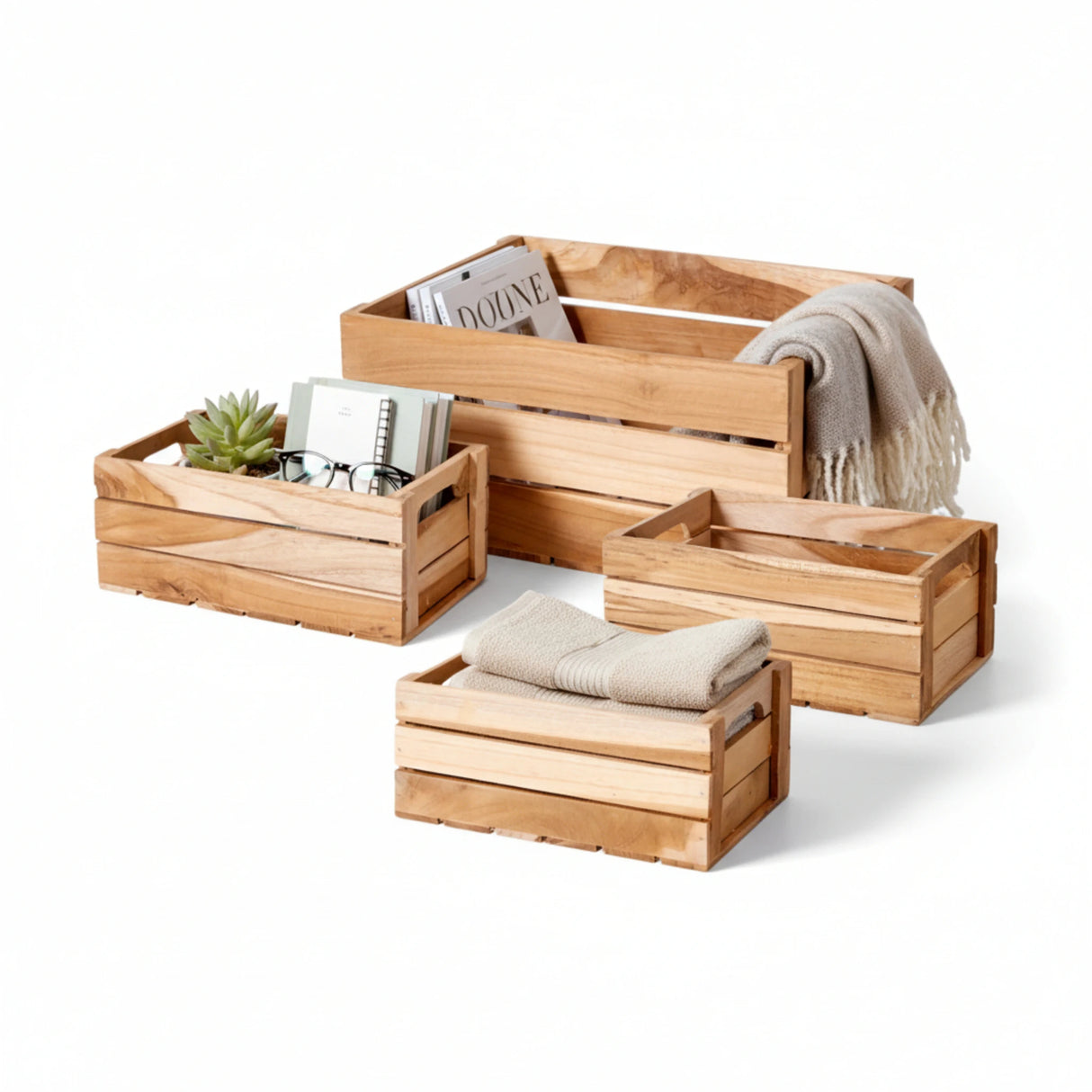 Holzkiste Teakholz Dekokiste Korb Aufbewahrungsbox Box 28x22 o. 20x13 cm Holzbox