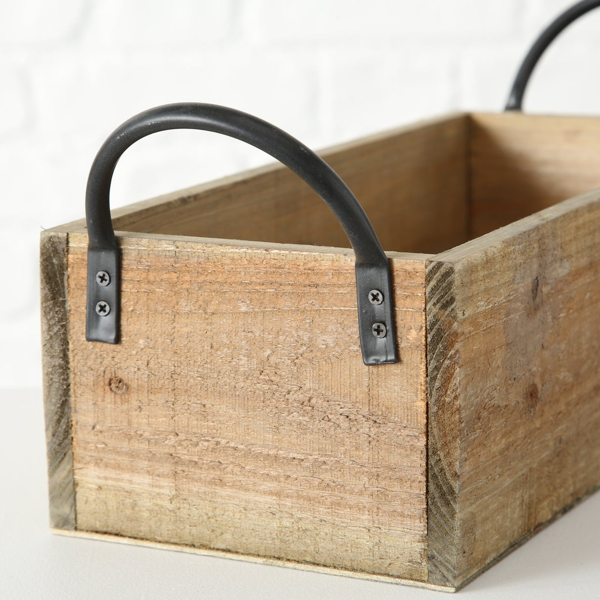Holzkiste braun Dekokiste shabby Kiste Obstkiste Holz Deko Landhaus mit Griffen - Holzkiste mit Griff