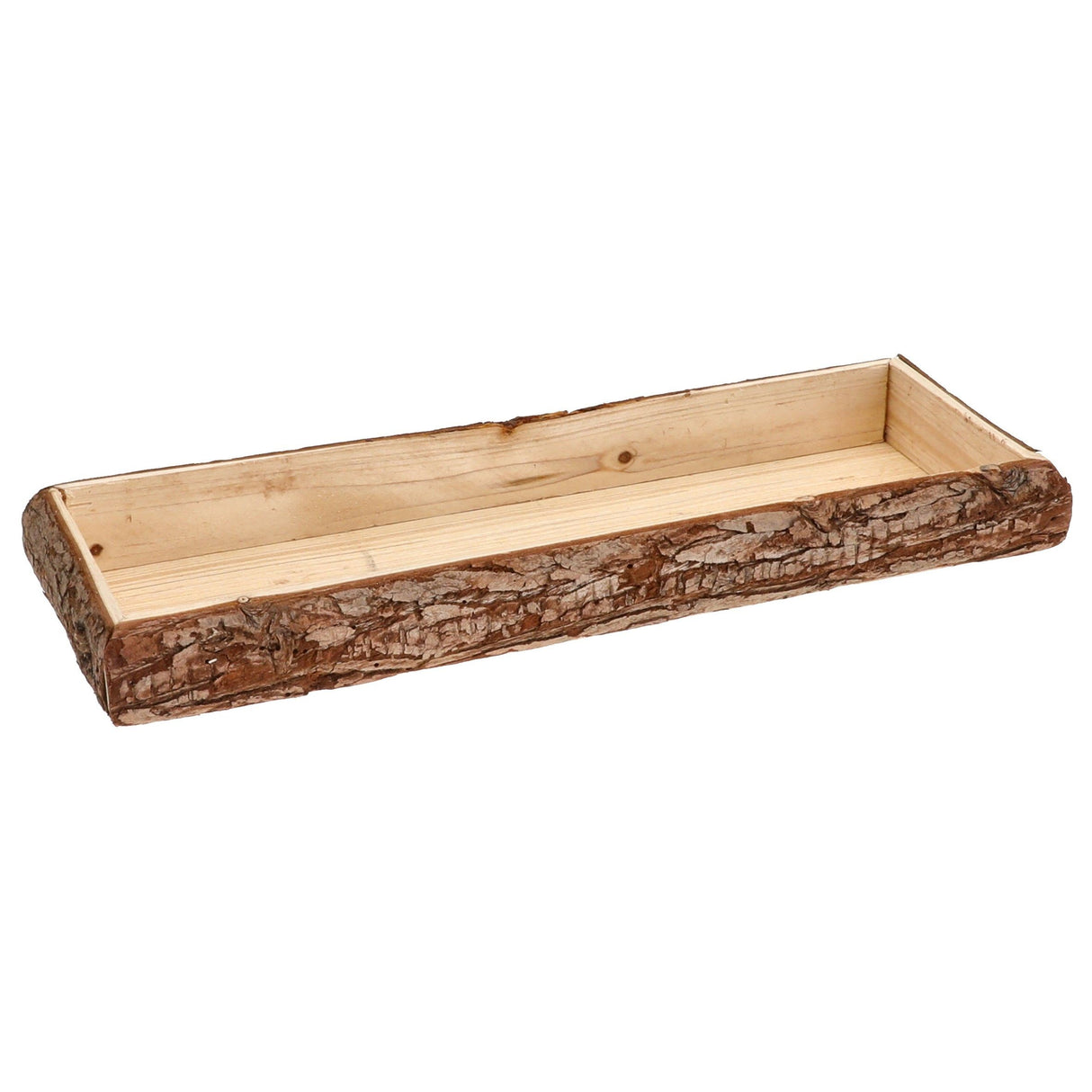 Tablett Holz Natur Baumrinde Dekobrett Holztablett Schale Servierbrett Länglich - Mittel: Länge 40 cm - Dekotablett