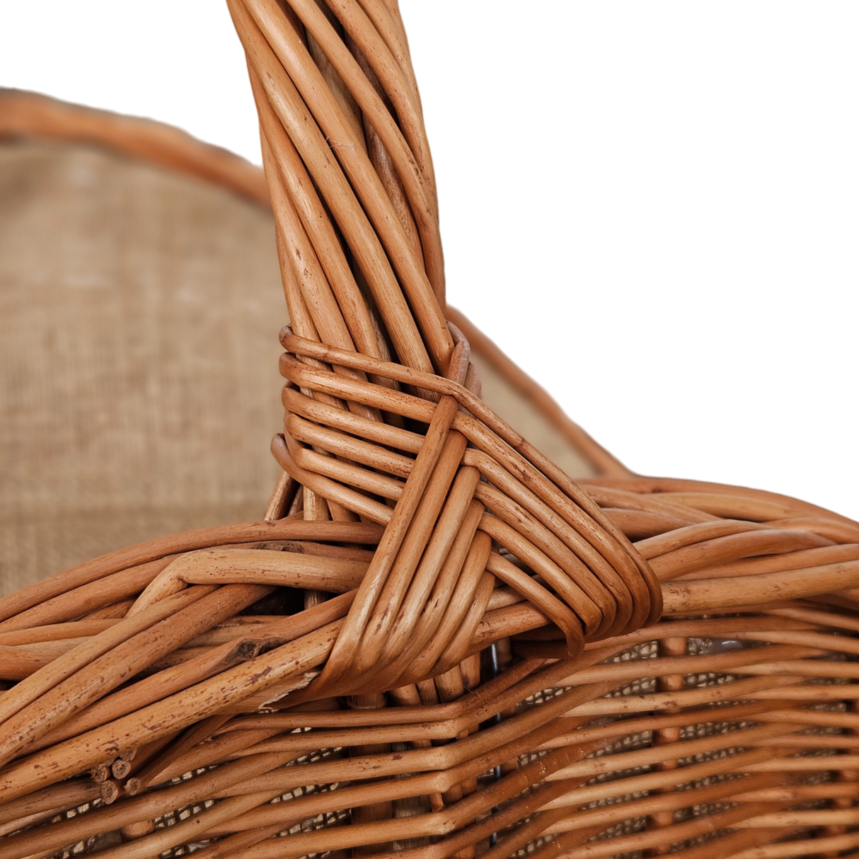 Kaminholzkorb mit Jute XXL Weidenkorb Holzkorb Holztrage 43x70 cm