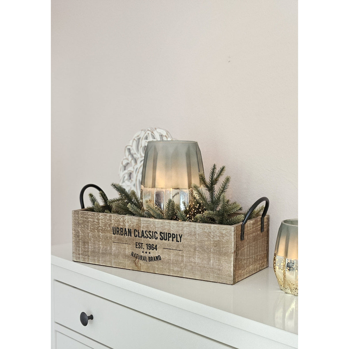 Holzkiste braun Dekokiste shabby Kiste Obstkiste Holz Deko Landhaus mit Griffen - Holzkiste mit Griff