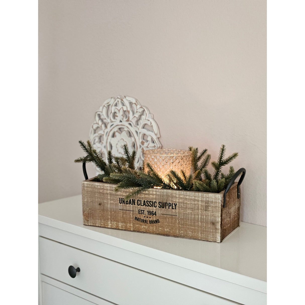 Holzkiste braun Dekokiste shabby Kiste Obstkiste Holz Deko Landhaus mit Griffen - Holzkiste mit Griff