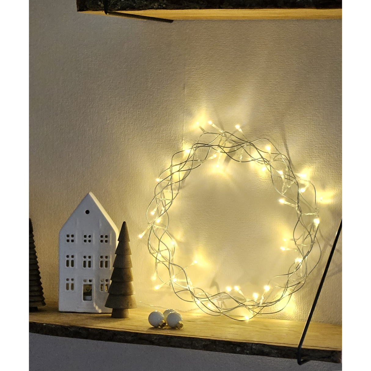 Weihnachtskranz LED Kranz Timer Batterie Lichterkranz warmweiß Leuchtkranz 30 cm - Weihnachtskranz