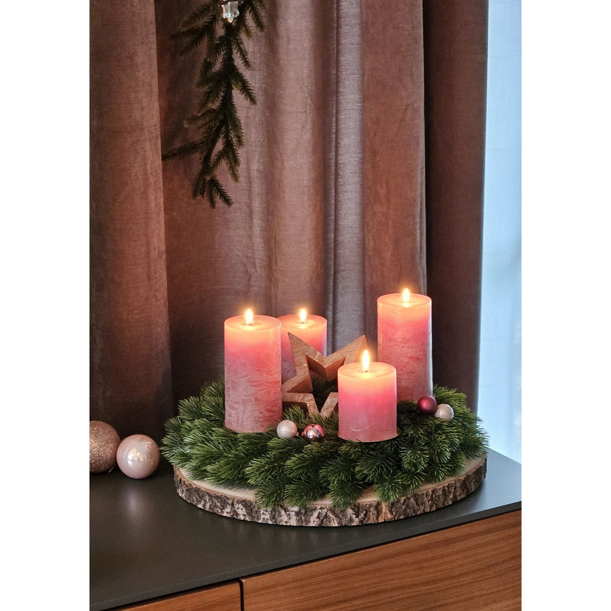 Adventskranz Tannenkranz Weihnachtskranz künstlicher Deko-Kranz grün Kranz Ø40cm - Adventskranz