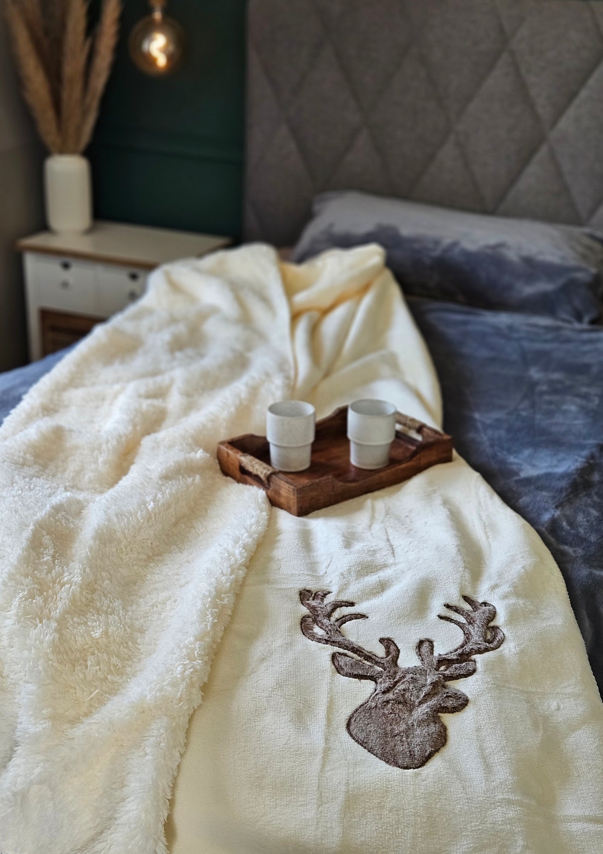 Decke Kuscheldecke Tagesdecke Wohndecke Hirsch Winter 150x200 kuschelig weich - Wohndecke