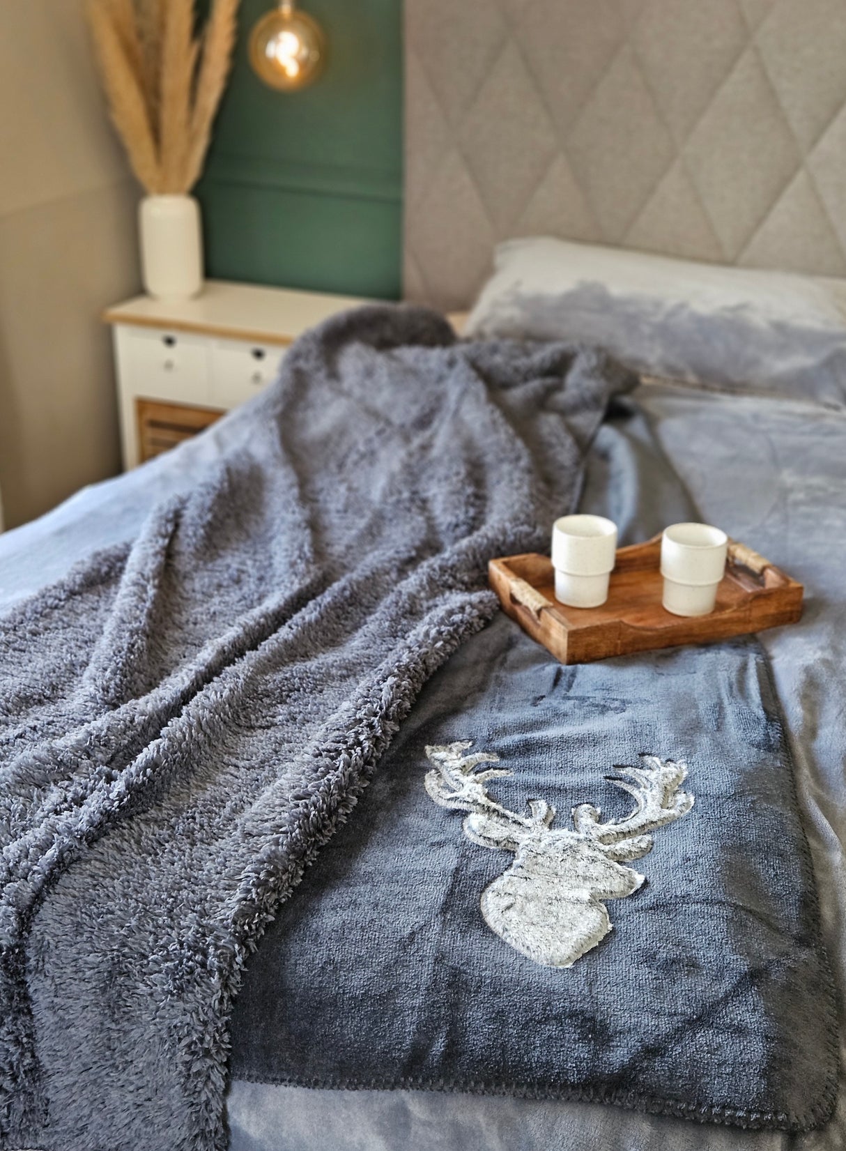 Decke Kuscheldecke Tagesdecke Wohndecke Hirsch Winter 150x200 kuschelig weich - Wohndecke