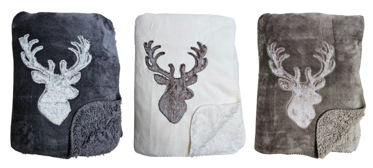 Decke Kuscheldecke Tagesdecke Wohndecke Hirsch Winter 150x200 kuschelig weich - Wohndecke