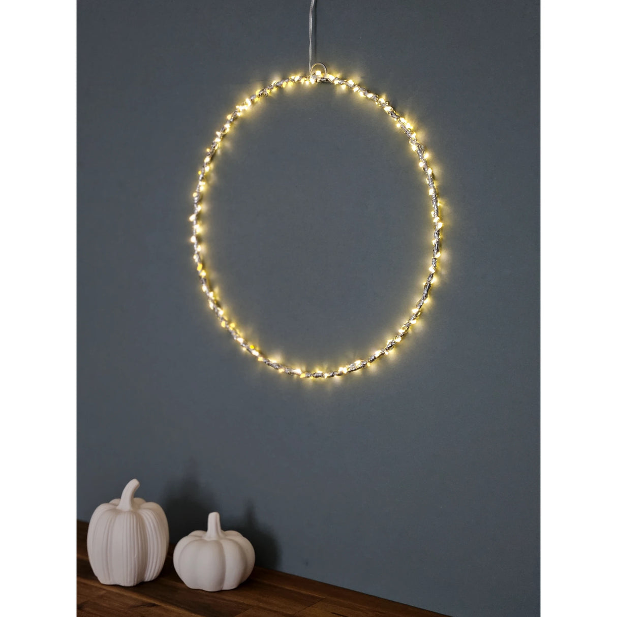 LED Beleuchtung Weihnachten Batterie Lichterkranz Kranz Timer 120 LED 30cm warmweiß - Lichterkette LED