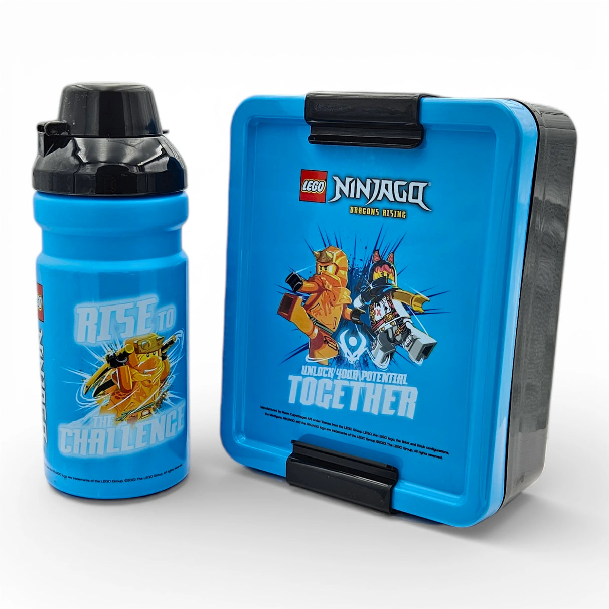 Lunch Set Lego blau Trinkflasche 390 ml Brotdose Facheinteiler Kinderbrotdose NINJAGO