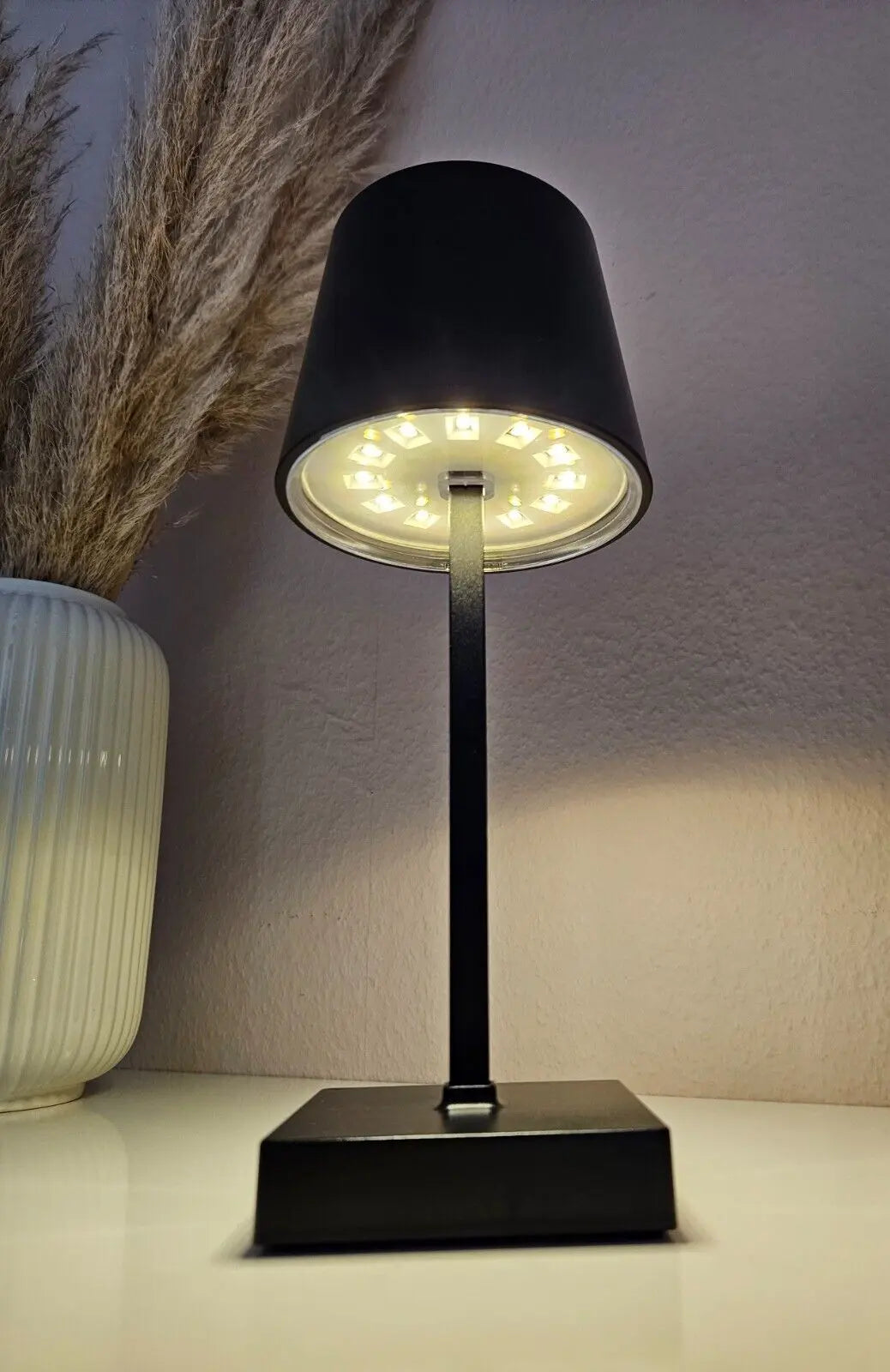Tischleuchte Touch dimmbar LED Lampe schwarz kabellos Höhe 26 cm