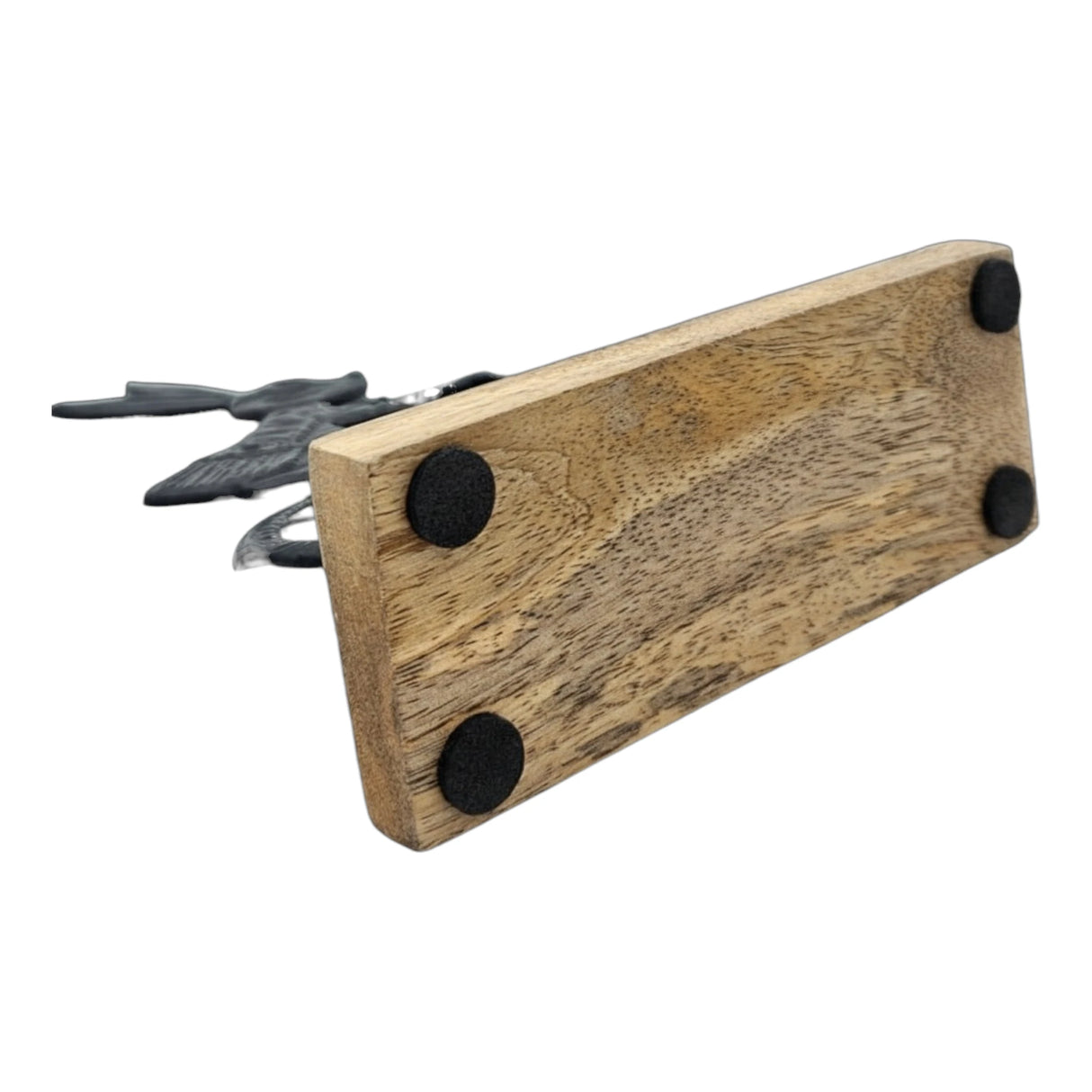 Osterhase schwarz mit Mangoholz Osterdekoration Hase Metallhase auf Fahrrad Riffelmacher