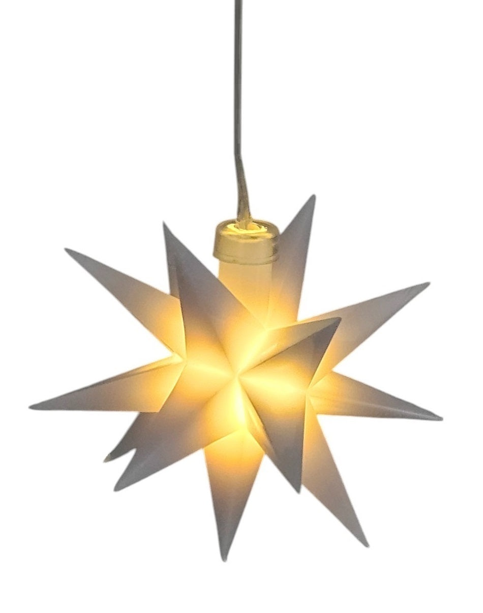 Stern 3D Weihnachtsbeleuchtung Beleuchtung Rot weiß LED Batterie Timer 8 cm - Weihnachtsstern LED