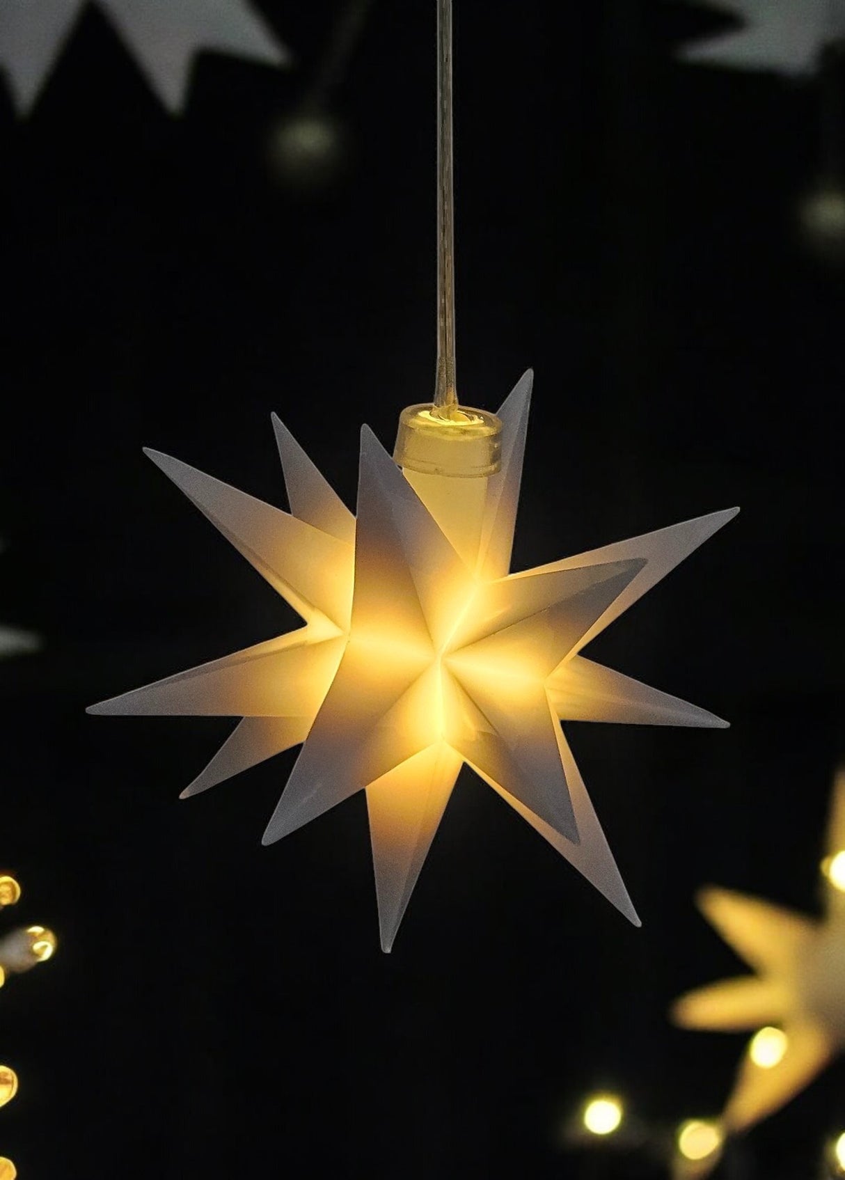 Stern 3D Weihnachtsbeleuchtung Beleuchtung Rot weiß LED Batterie Timer 8 cm - Weihnachtsstern LED