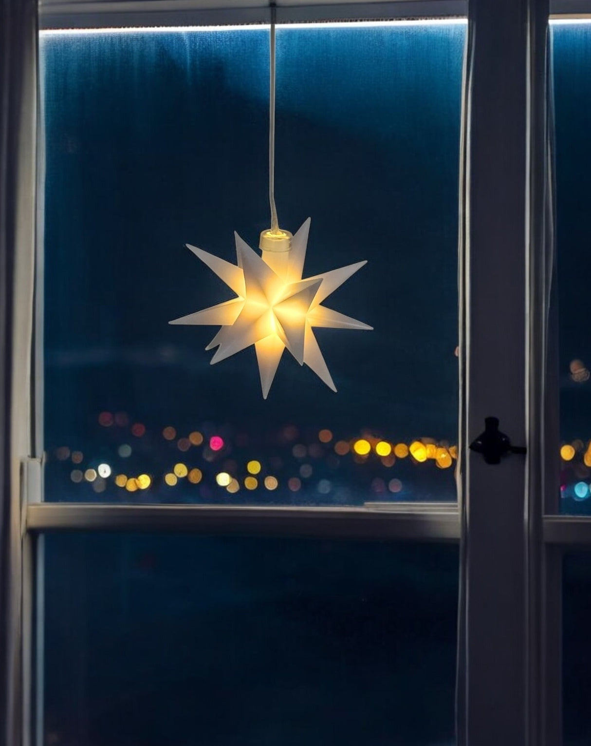 Stern 3D Weihnachtsbeleuchtung Beleuchtung Rot weiß LED Batterie Timer 8 cm - Weihnachtsstern LED