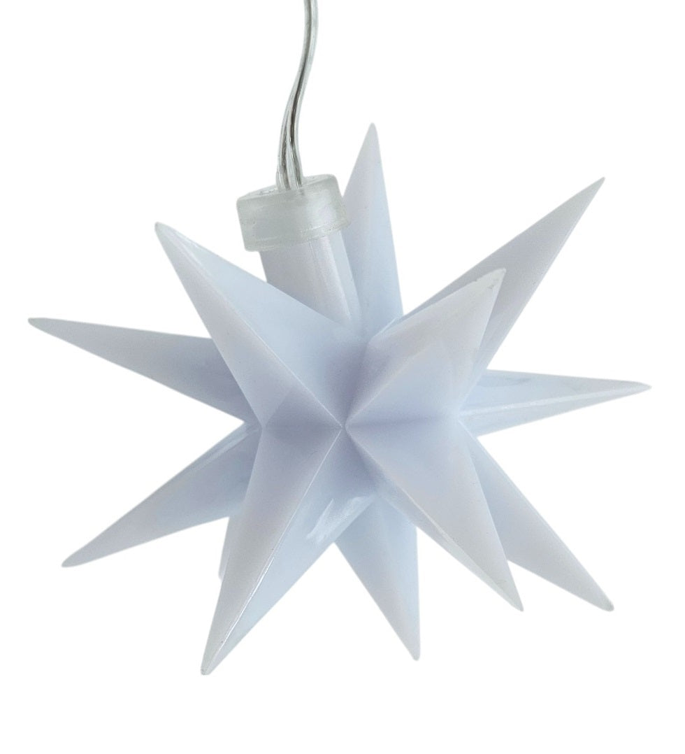 Stern 3D Weihnachtsbeleuchtung Beleuchtung Rot weiß LED Batterie Timer 8 cm - Weihnachtsstern LED