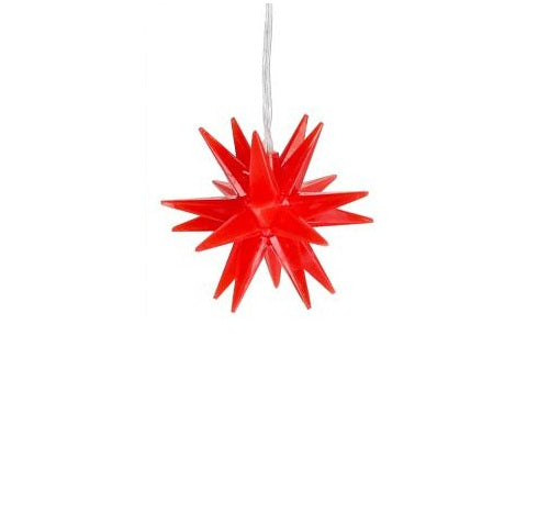Stern 3D Weihnachtsbeleuchtung Beleuchtung Rot weiß LED Batterie Timer 8 cm - Rot - Weihnachtsstern LED