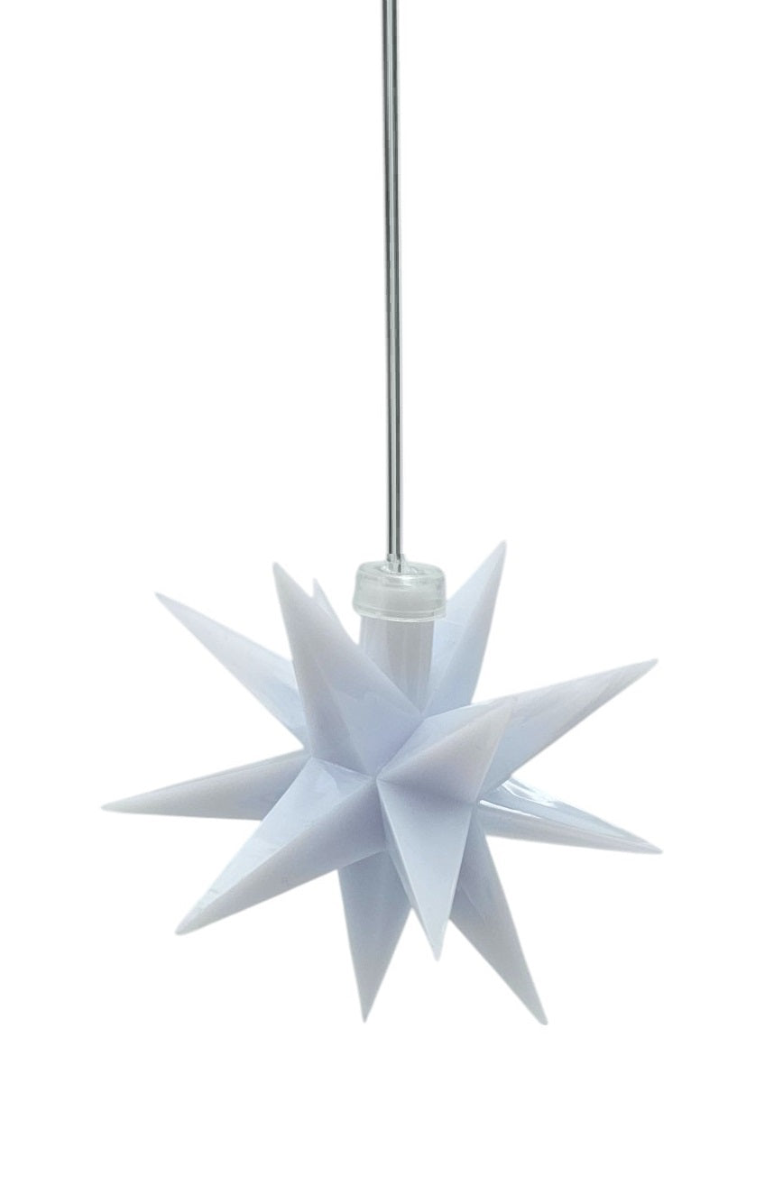 Stern 3D Weihnachtsbeleuchtung Beleuchtung Rot weiß LED Batterie Timer 8 cm - Weiß - Weihnachtsstern LED
