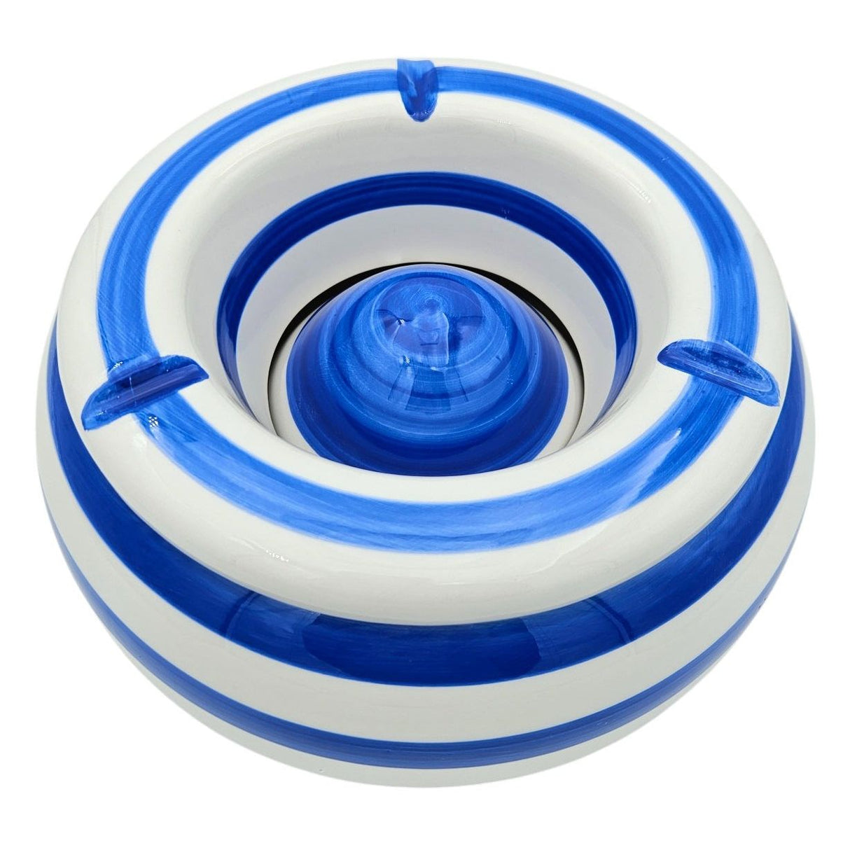 Sturmaschenbecher Mykonos M / XXL 23 cm Maritim blau weiß Aschenbecher gestreift