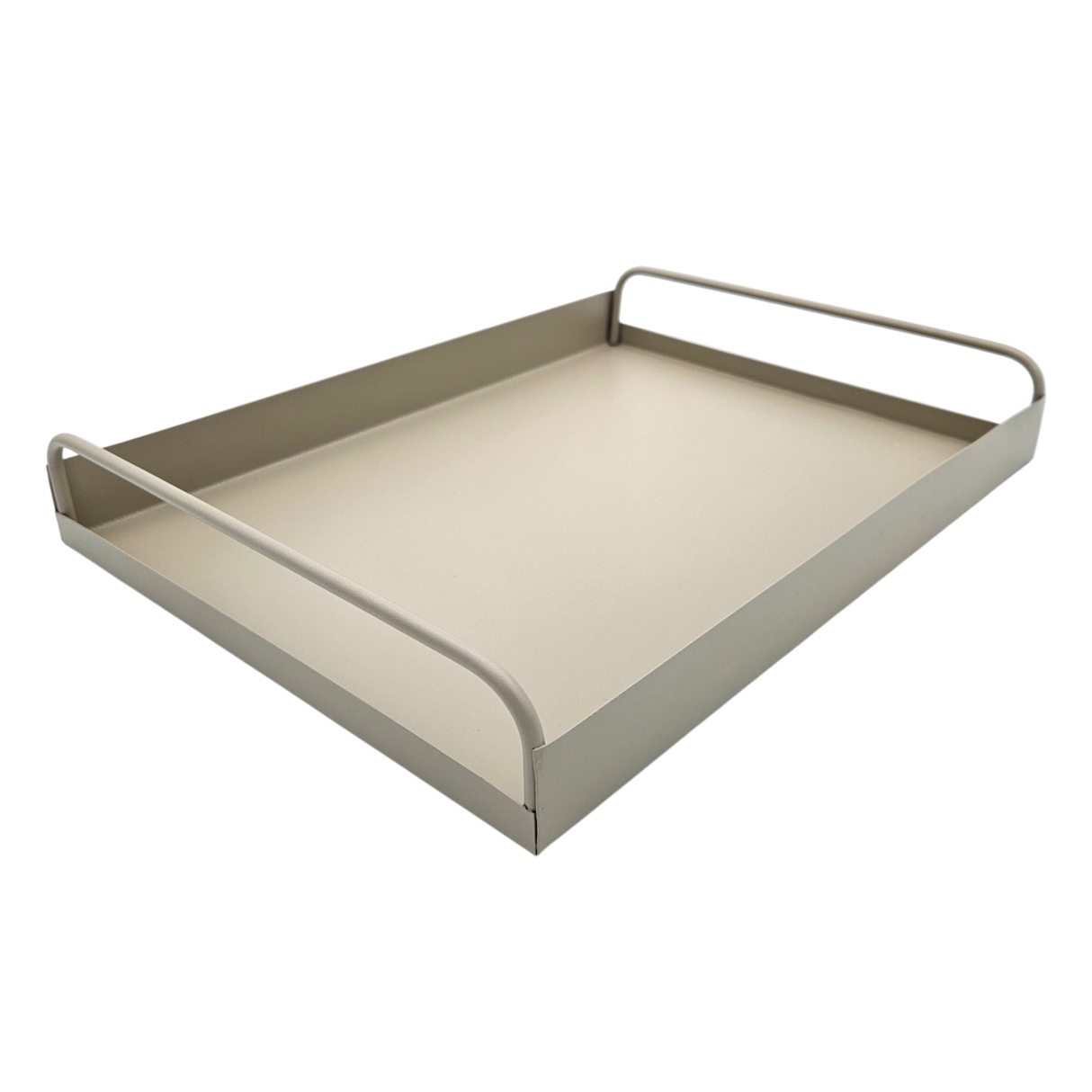 Tablett Metall 2er Set Beige Modern Serviertablett Dekotablett 38x28 u 30x20 cm Sand - Dekotablett