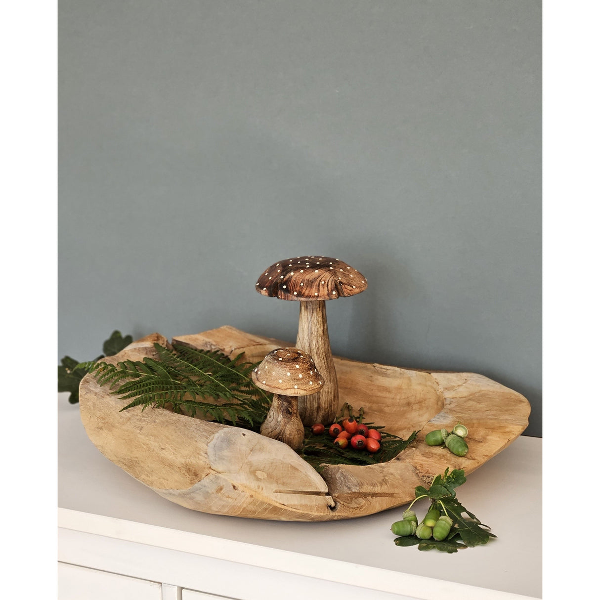 Dekoschale Naturschale Teak Holz rund Ø 50 cm Schale braun massiv stabil Obstschale XL - Holzschale