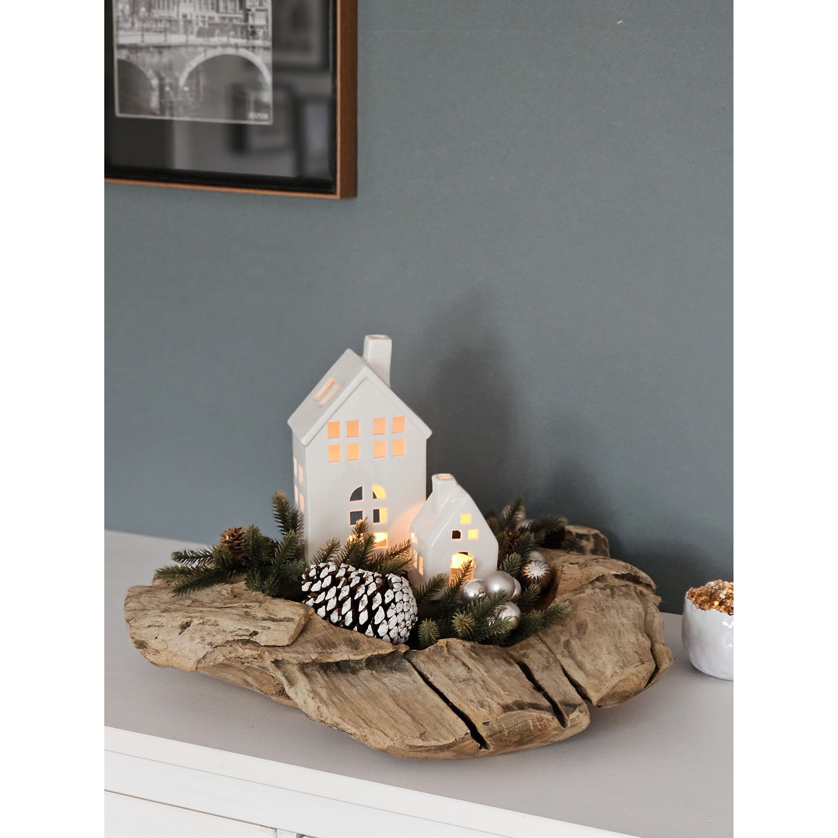 Dekoschale Naturschale Teak Holz rund Ø 50 cm Schale braun massiv stabil Obstschale XL - Holzschale