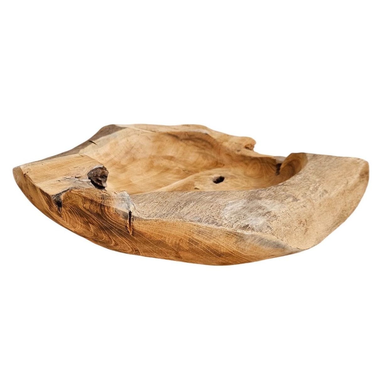 Dekoschale Naturschale Teak Holz rund Ø 50 cm Schale braun massiv stabil Obstschale XL - Holzschale