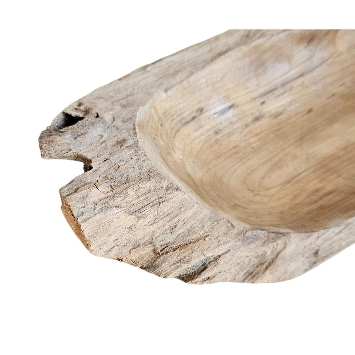Dekoschale Naturschale Teak Holz lang 60 cm Schale braun massiv stabil Obstschale XL - Holzschale