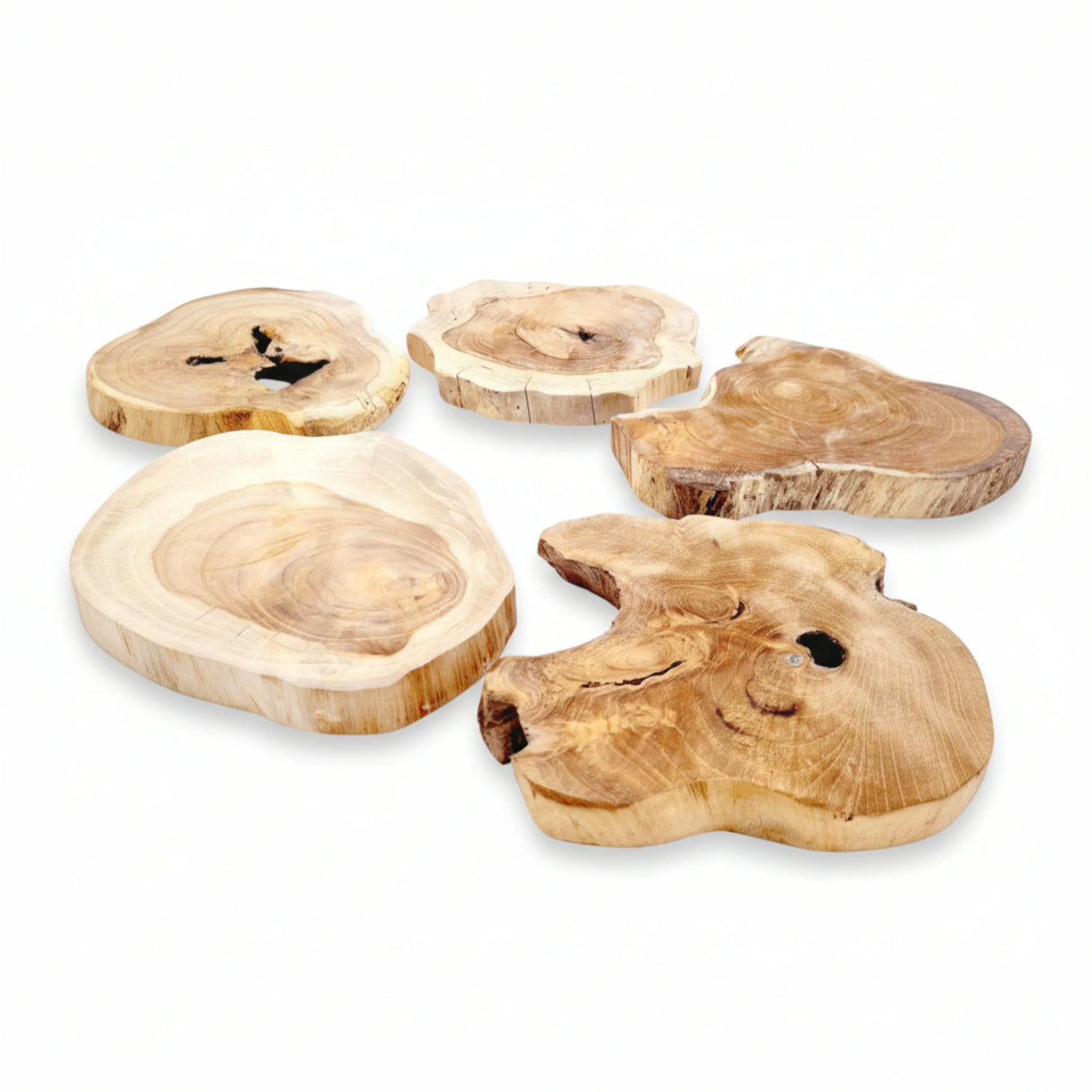 Baumscheibe Teak Scheibe Holzscheibe Untersetzer Holz Massiv 16-20 cm Rustikal Tablett