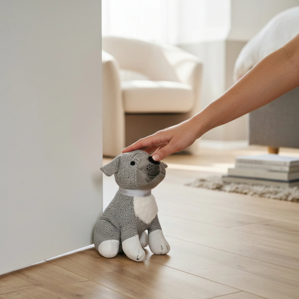 Dekorativer Türstopper für Zuhause und Büro Boden-Türstopper Stofftier karierter Hund