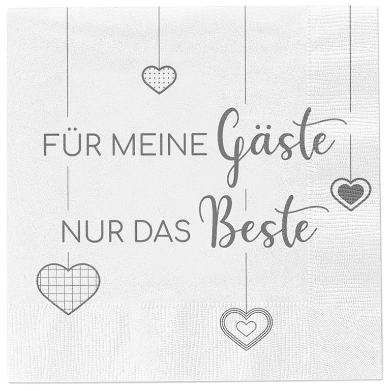 Servietten Papier Für meine Gäste nur das Beste 80 Stück Party Fest weiß 33x33cm - Servietten