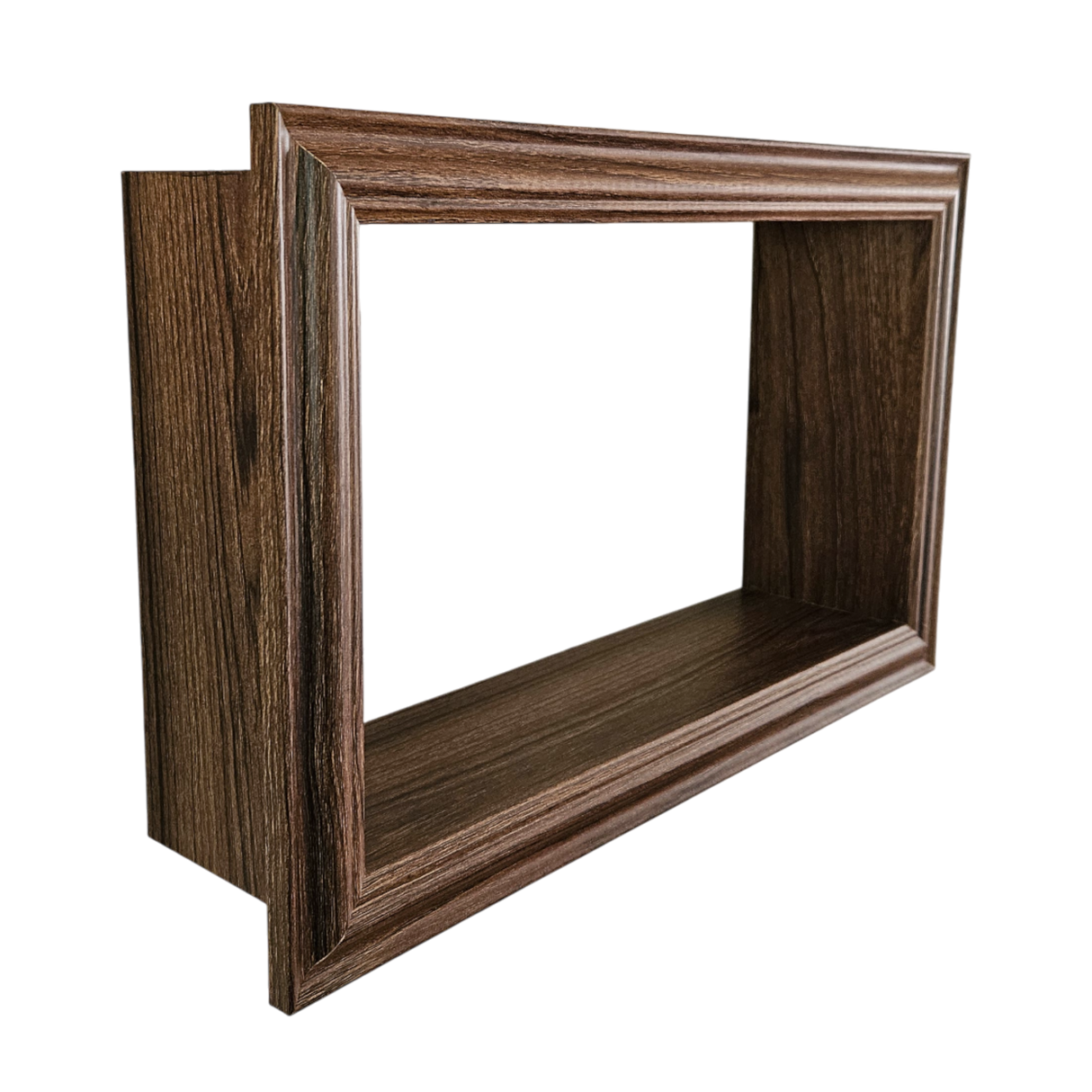 Wandregal Holzregal Dekoregal Modern mit LED 40x25 cm braun Bilderrahmen