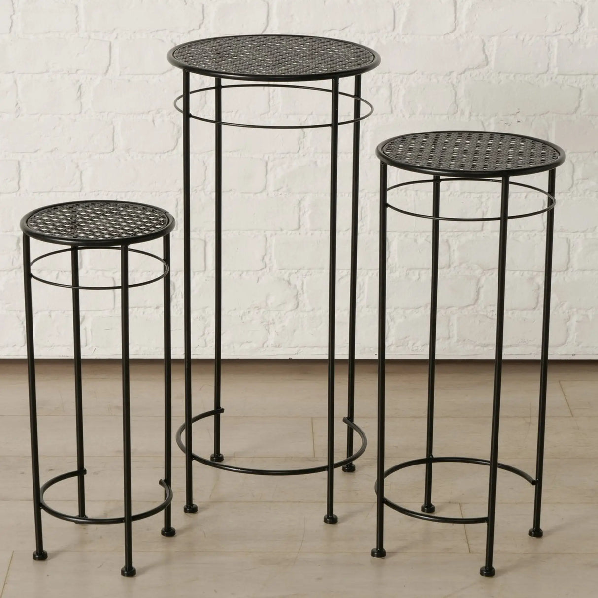 Beistelltisch MANHATTEN Metalltisch Tisch rund 50-70 cm Höhe Schwarz - Beistelltisch