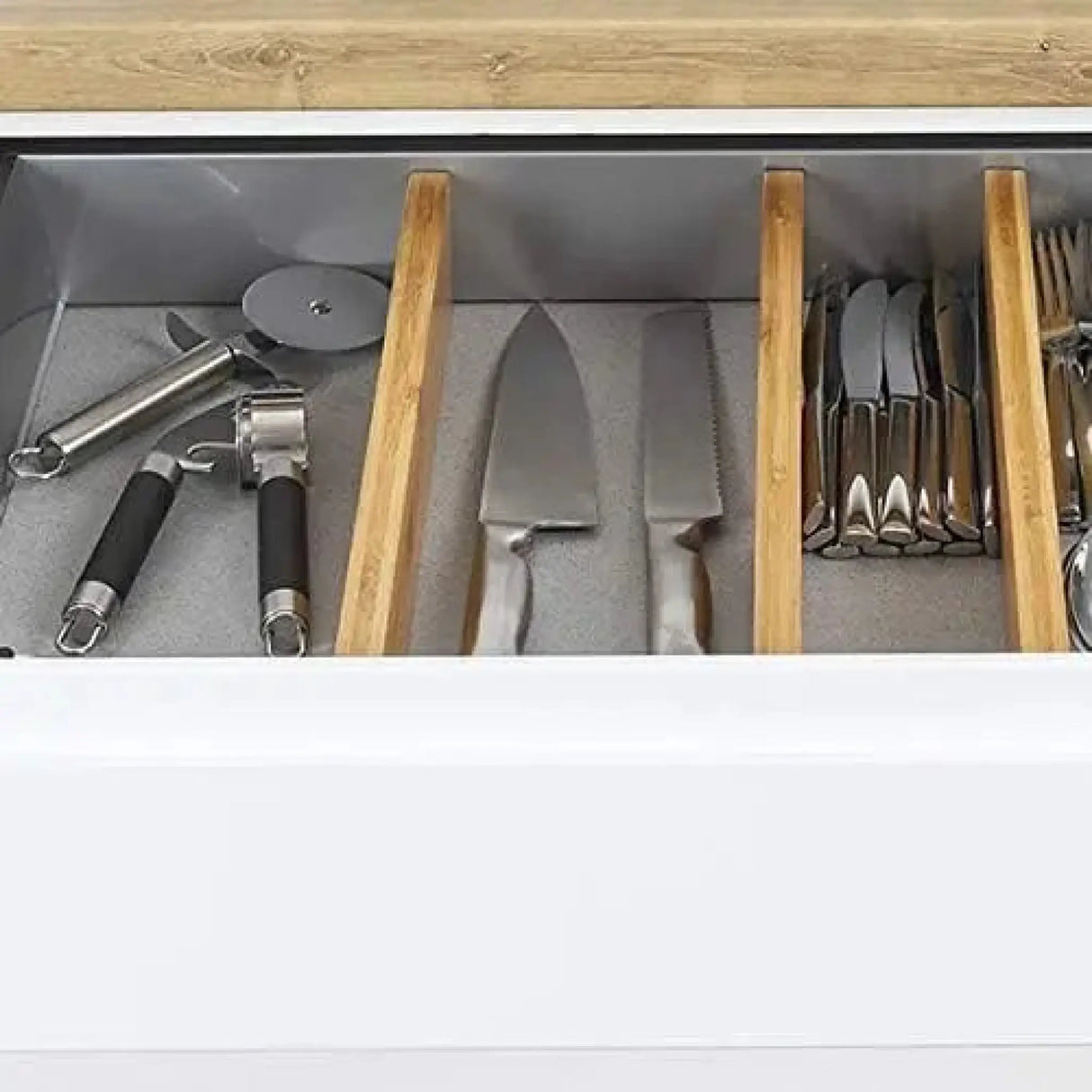 Besteckkasten Schubladeneinsatz Besteckeinsatz Holz Bambus 4-teilig verstellbar - Besteckeinsatz