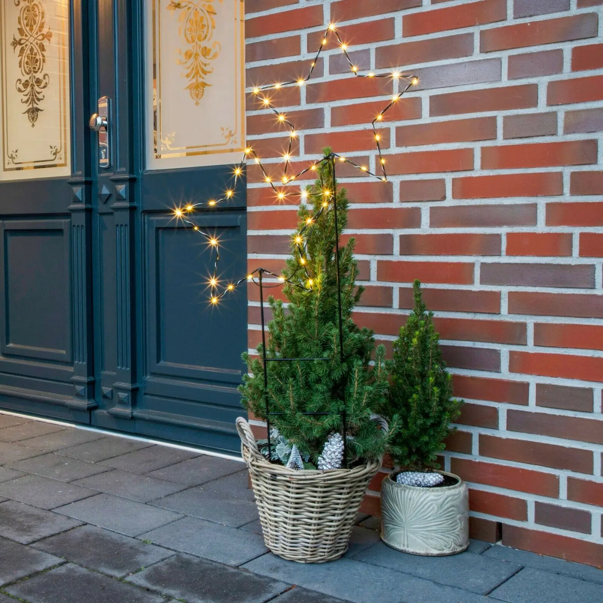 Gartenstecker Stern LED Weihnachtsbeleuchtung batterie Timer warmweiß 50x98 cm