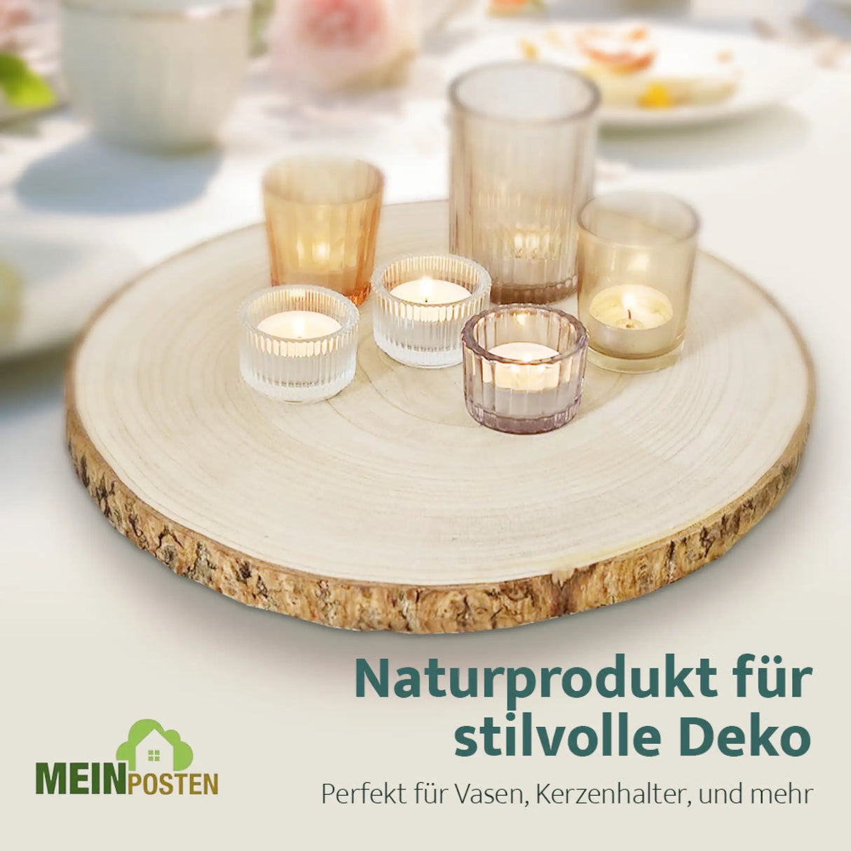 Dekobrett Baumscheibe Holz Holzbrett Brett Tablett Tischdeko Holzscheibe 38-44 - Baumscheibe